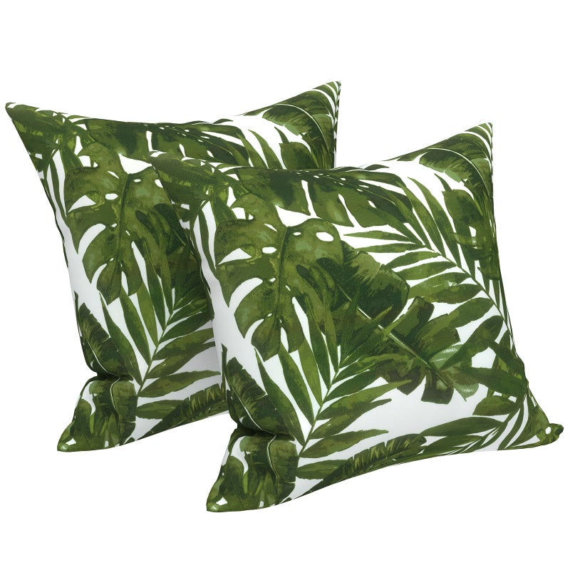 LVTXIII 2 Pack Outdoor Pillow Covers ONLY 18x18 Inch, Water-Repellent Square Decorative Cushion Covers for Patio Furniture, Garden, Sofa, Palm Green - Image 1